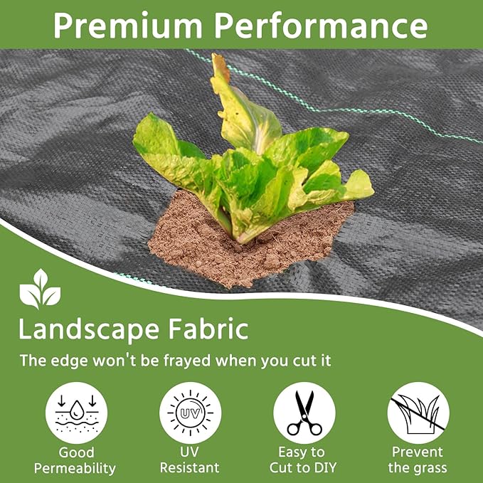 Weed Barrier Fabric 1.4x200FT Landscape Fabric 3.2oz Weed Barrier Fabric Heavy Duty for Landscaping Fabric Garden Fabric Weed Barrier Weed Blocker Garden Bed Cover, Commercial Driveway