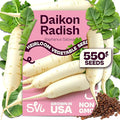 SVI 550 Daikon Radish Seeds (Raphanus sativus) – White Radish Seed Packets, 45-Day Radishes Harvest, Raddish Seed Pack – Heirloom Vegetable Seeds for Vegetable Garden Outdoors, Bed Japanese Garden