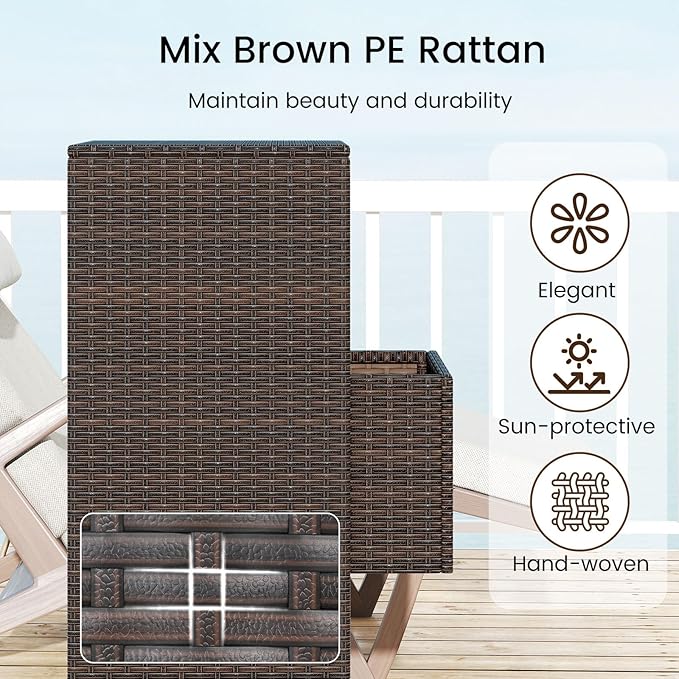 RELAX4LIFE Wicker Outdoor Storage Cabinet - Rattan Pool Towel Rack on Wheels w/Shelves and Drawer, Tall Patio Furniture Outside Caddy Organizer for Porch Deck, Garden Tool & Hot Tub Accessory Storage