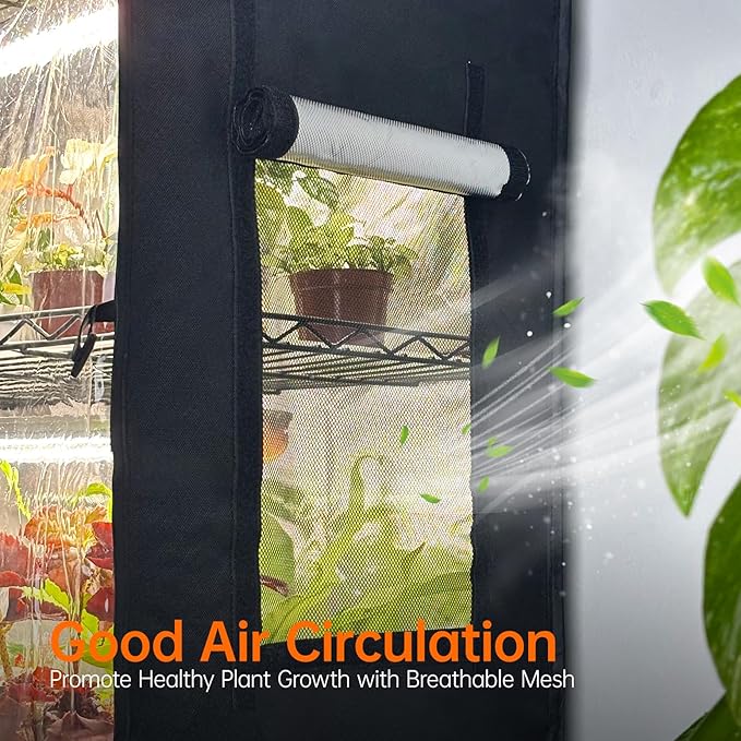 Bstrip Indoor Greenhouse with Grow Light, 4 Tier Plant Shelf with Oxford Fabric Grow Tent & Timer for Indoor Plant , Mini Greenhouse for Spring Seed Starting, Vegetables, Plant Growth, 23.6"x13.8"x59"