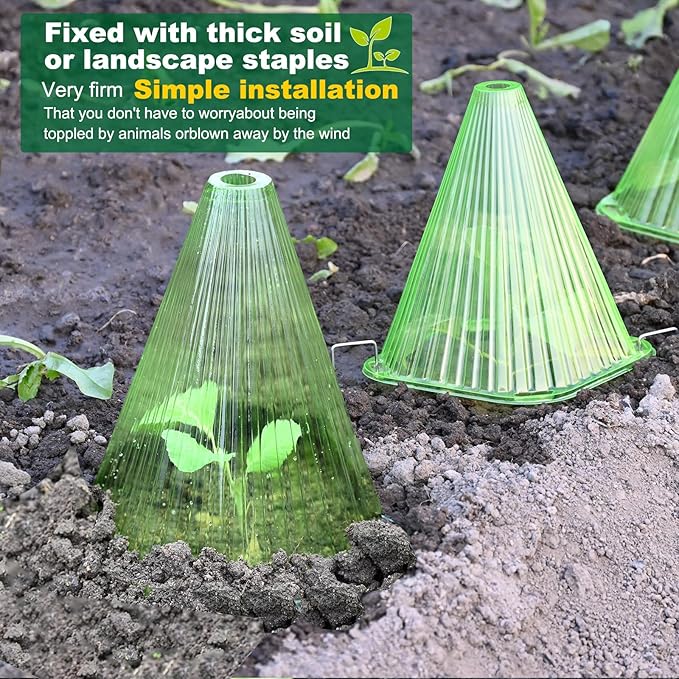 Fshow Garden Cloches,20 Pack Reusable Plant Bell Cover,Bell Jar Cloches for Protection Against Sun, Frost, Snails Etc. (Green)