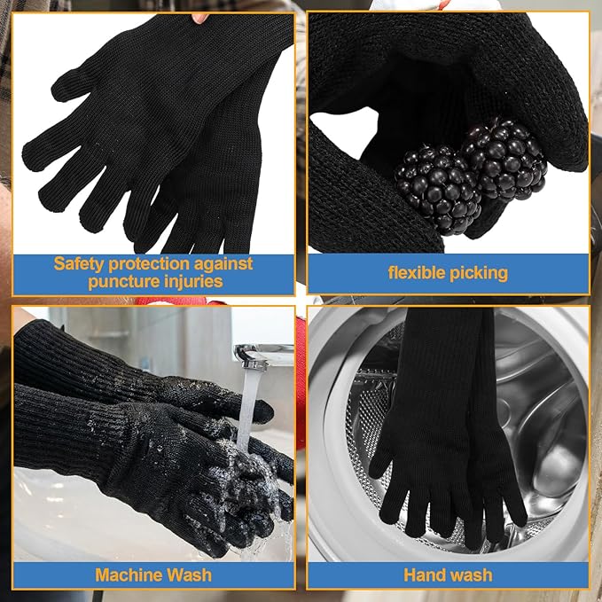 2 Pairs Gardening Gloves Long Berry Picking Gloves for Women Men Thorn proof Rose Pruning High Strength Cut Resistant Heavy Duty Glove Durable and Abrasion Resistant Pruning
