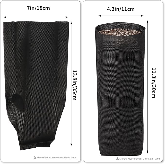 Fabric Grow Bags - 7x13.8 inches Breathable Black Seed Starter Plant Grow Bags for Seedling Pots, Nursery Pots for Plants, 50pcs