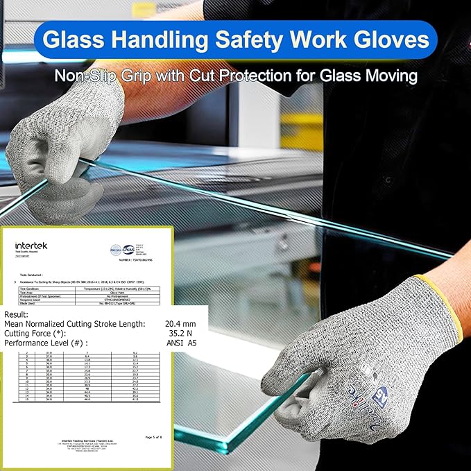 Dowellife Cut Resistant Work Gloves for Men & Women - ANSI A5 & EN388 Level 4, Breathable PU Coated, Grey Non-Marking - for Gardening, Fishing, Automotive, Construction, Wood Carving (Small, Grey)