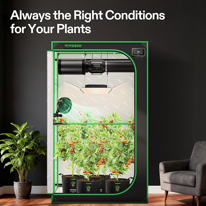 VIVOSUN Smart Pro Grow Tent Kit 4×4 Complete Smart Grow System WiFi-Integrated Automatic Control GrowHub E42A+, 2-in-1 Tunable Spectrum LED Grow Light, 360° Ventilation & Circulation Control System