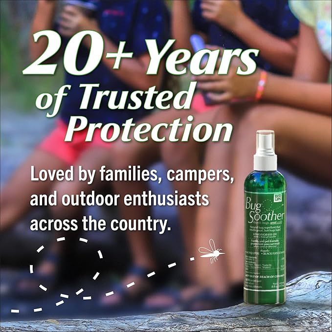Bug Soother Natural Insect Repellent Spray (3 ct 4 oz. + 1 oz. Bonus Bottle) – DEET-Free Mosquito & Bug Spray – Family-Safe, Plant-Based Protection | for Mosquitoes, Gnats & No-See-Ums – Made in USA