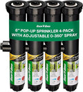 Rain Bird 1806APPRS Pressure Regulated 1800 Series Dual Spray 6 Inch Pop Up Sprinkler Head, 4 Pack -Water Efficient Lawn Sprinkler with 360 Degree Pattern, 1/2 Inch NPT, 8-15 Ft Spray Distance