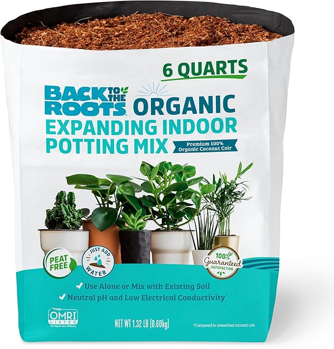 Back to The Roots Organic Indoor Soil Compressed Block Expands to 6 Quarts