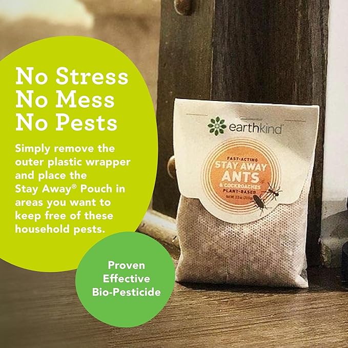 EarthKind Stay Away Ants & Cockroaches Deterrent Pouches - Easy-to-Use, Botanical Pest Control - for Kitchen, Pantry, Countertops & Food Spaces - 6-Pack with Extended Release Pouch Pod