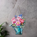 Quterhero Watering Can Flower Wall Decor, Metal Hanging Art for Indoor Outdoor Wall or Porch, Vintage Farmhouse Porch Decor Gift for Mom, Women, Friends(Peony)