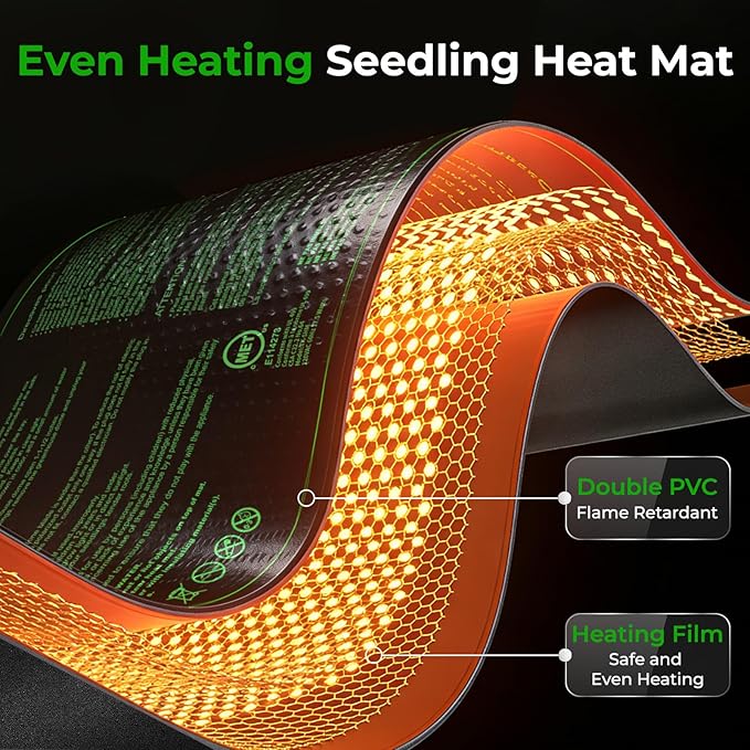 Seedling Heat Mat - KOKOPRO Durable Waterproof Heat mat for Plants Warm Hydroponic Heating Pad for Indoor Home Gardening Seed Starter 10" x 20.75"（4 in1）