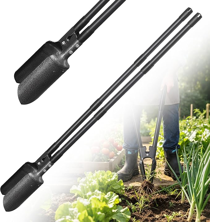 LLARGUEST Post Hole Digger, Fence Post Puller Shovels for Digging Hole Digger for Plants,57 Inch Grey Heavy Duty Metal Digging Tools for Transplant Camping Gardening