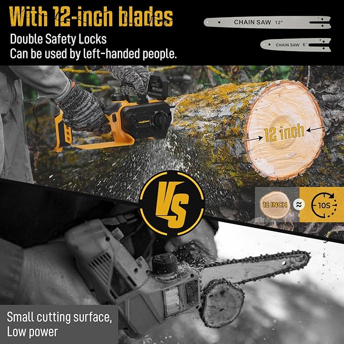 Mini Chainsaw for Dewalt 20V Max Battery, 12 Inch Electric Chainsaw Cordless with Security Lock, Hand Held Chain Saw for Wood Cutting, Tree Saw Trimming and Branch Pruning (Battery Not Included)