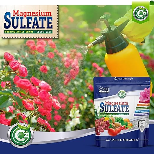 Magnesium Sulfate Epsom Salt Fertilizer - Made in USA - Plant Food for Hydroponics, Plants, Flower Gardens - Fruit, Vegetables, Holistic Herbs. OMRI Listed (Cz Garden Organics Magnesium Sulfate 19LB)