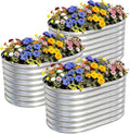 AHEONLAR 3Pack 3x2x2ft Galvanized Raised Garden Beds Outdoor, Oval Raised Beds for Gardening Metal Planter Boxes for Planting Vegetables, Fruit, Herb, Silver