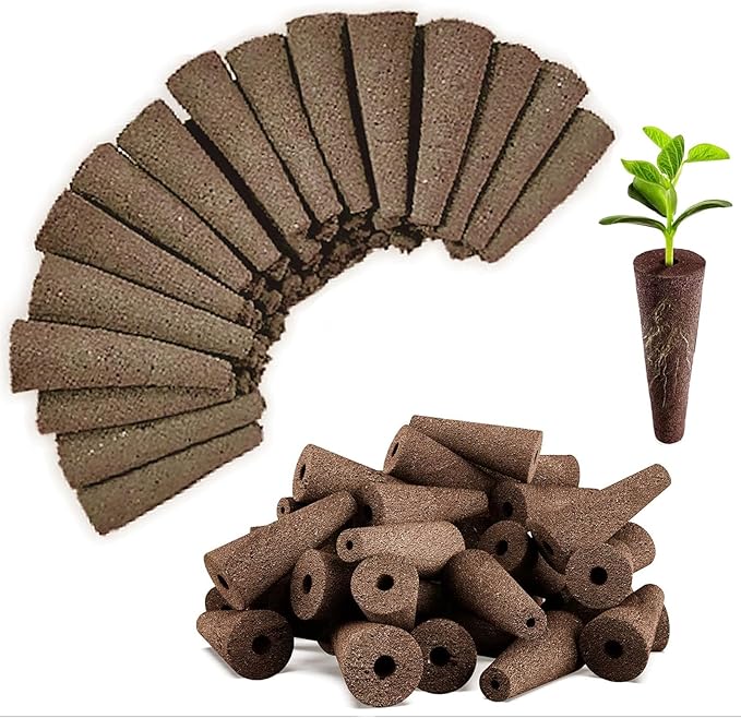 100 Pack Grow Sponges, Seed Starter Sponges Compatible with AeroGarden, Refill Seed Pods Replacements Root Growth Sponges for Indoor Hydroponic System, Brown, SP-100