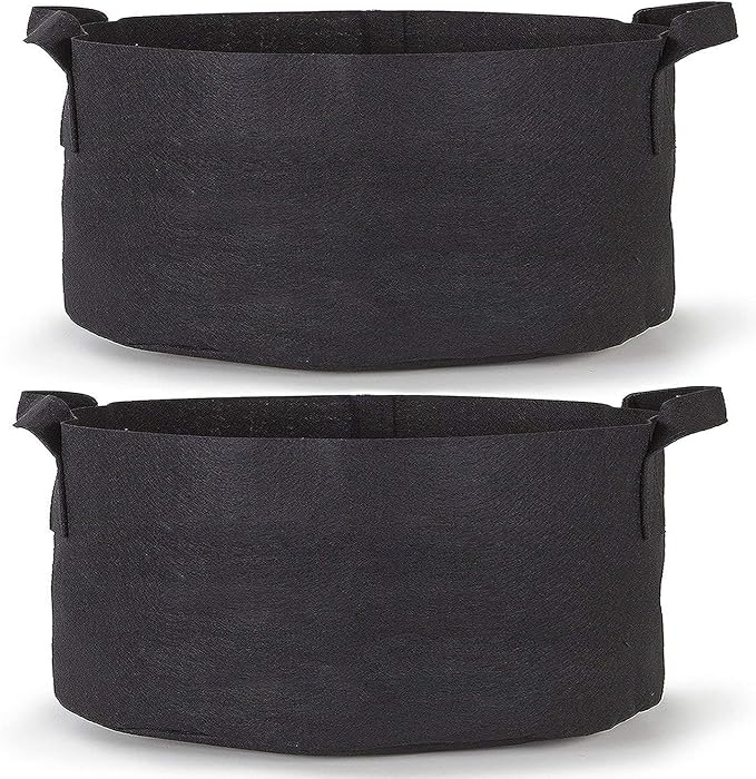 247Garden 2-Pack 200 Gallon Grow Bags/Aeration Fabric Pots w/Handles (300 GSM, Black, 24H x 50D)