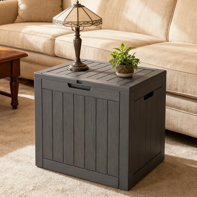Outdoor Storage Box 22 Gallon, Deck Box Waterproof, Small Storage Bins with lids, Weatherproof Resin Lockable Storage for Secure Package Deliveries & Indoor Storage in Garden or Patio, Yard
