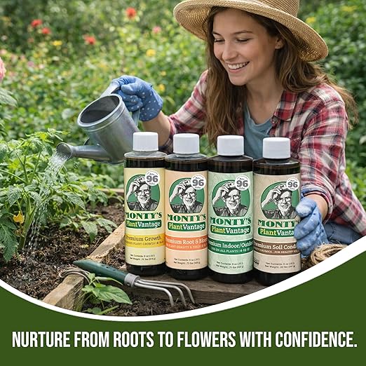 PlantVantage Concentrated Plant Fertilizer Bundle – Liquid Plant Food for Strong Roots, Stems and Larger Leaves – Root & Bloom, Indoor/Outdoor, Premium Growth and Soil Conditioner – 4-Pack, 8 oz Each