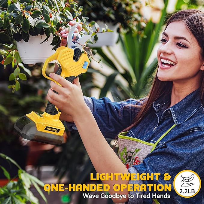 Electric Pruning Shears Compatible with DeWALT 20V (No Battery) – 26000RPM Cordless Brushless Motor Garden Tool, 0.8-2 inch Max Cutting Diameter MtiolHig Tree Trimmer with LCD Display & SK7 Blades