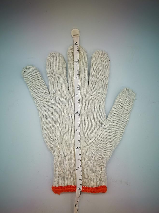 Work cotton Gloves Safety Grip Protection 12 Pairs-Cotton Polyester String Knit Work Gloves for Gardening Mechanic Industrial Warehouse Gardening Construction Painter BBQ Men & Women（Thick-Economic)