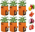 6 Pack Potato Grow Bags, 10 Gallon Planting Bags Large Fabric Pots with Flap Window Vegetable Planter Garden Pot Tall Potato Growing Containers with Handles for Vegetables, Fruits and More, Orange