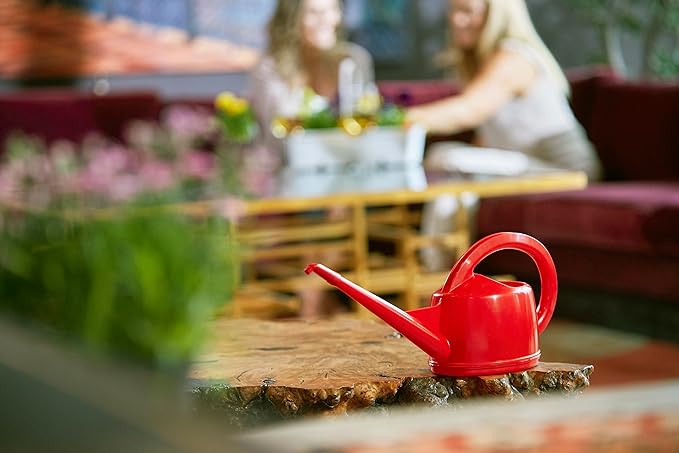 Consolidated Plastics Durable Swiss Watering Can with UV Protection, Ergonomic Handle for Indoor/Outdoor Gardening, Made in Switzerland (2 Liter) (Red)