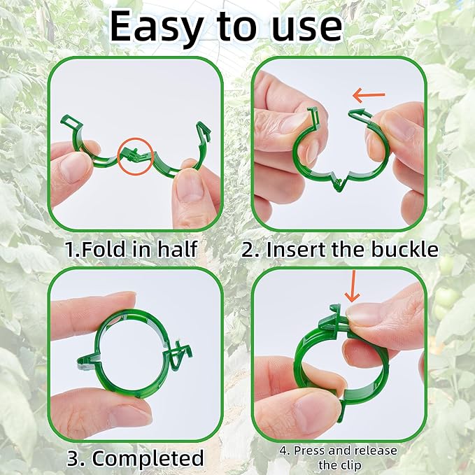 300Pcs Garden Vine Plant Support Clips,Plastic Fixing Clips for Securing and Training Climbing Plants,Tomatoes,Grapes,Vine Vegetables and Potted Plant (300, Black)
