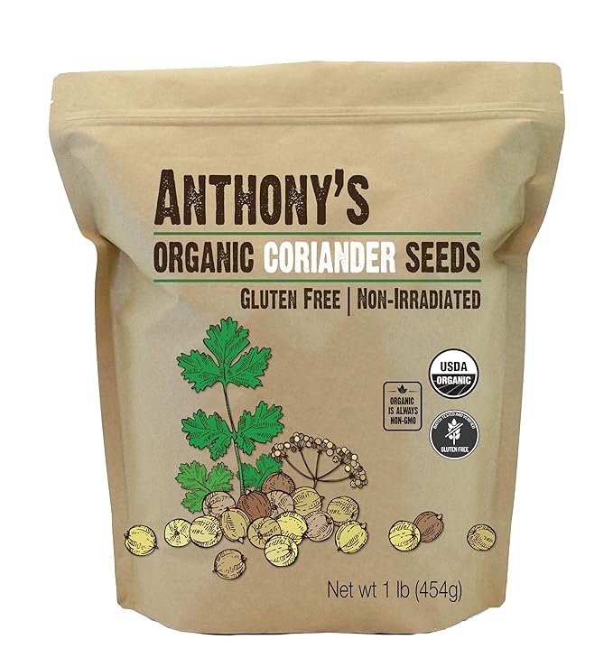 Anthony's Organic Coriander Seeds, 1 lb, Gluten Free, Non GMO, Non Irradiated, Keto Friendly