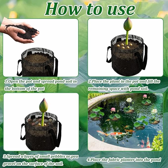 6PCS Mesh Aquatic Pond Plant Baskets, 2 Gallon Round Pond Planting Bags Aquatics Planter Pot Water Lily Growing Container with Handles for Lotus Bog Plant Garden Terrestrial Plants, 7.9" H x 7.9" Dia