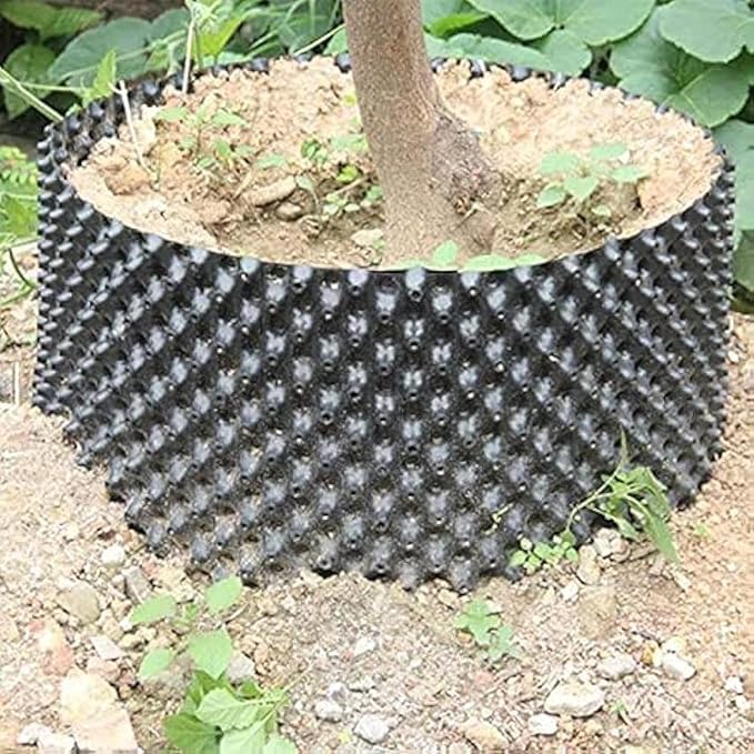 RooTrimmer Air Pruning Containers, 25 Gallon Air Pruning Planters, 100 Liter 20" X 20" D/H Special Packing Interlocked Large Air Root Pruning Planters for Big Tree Grow Outdoor, Black, 5 Packs