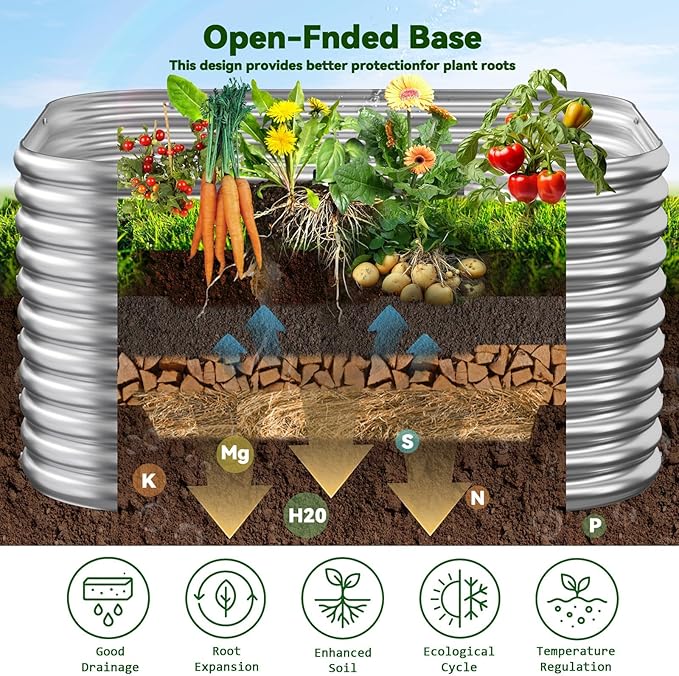 4 Pack Tall 2x2x2FT Corrugated Galvanized Steel Raised Garden Bed Outdoor, Metal Above Ground Garden Bed for Vegetables and Flowers, Raised Beds for Gardening