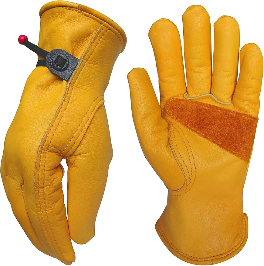 Leather Work Gloves for Gardening/Cutting/Construction/Motorcycle/Farm, Men & Women, Cowhide Work Gloves (X-Small)