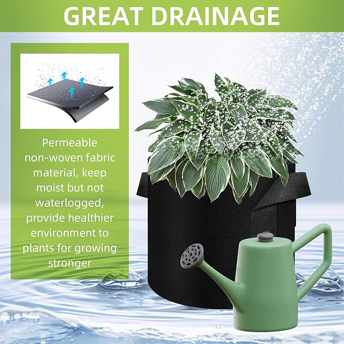 80 Pack 5 Gallons Plant Grow Bag, Vegetable Grow Bags with Handles, Non-Woven Fabric Pots Plant Bags, Garden Planting Bag for Potatoes, Carrots, Tomatoes, Fruits, Flower, Evergreen