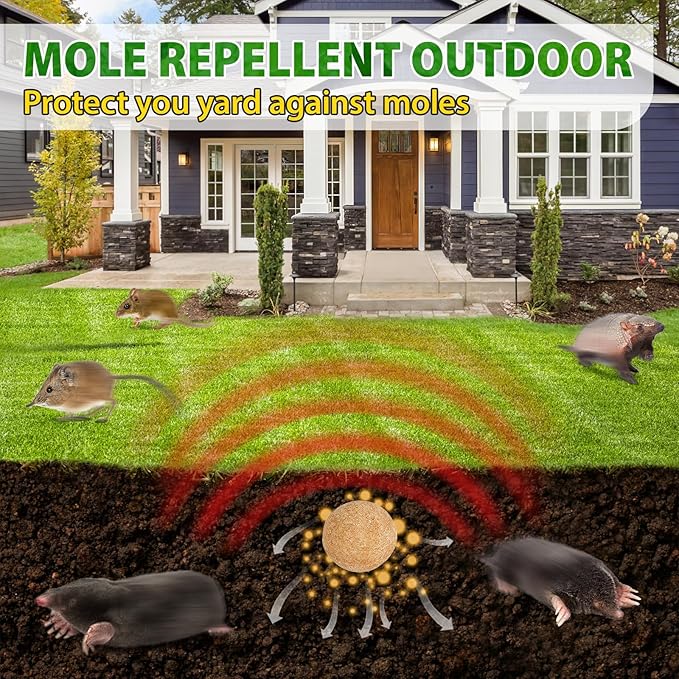 10 Pack Mole Repellent, Peppermint Oil to Repel Mole,Gopher, Vole Repellent Outdoor Use for Lawn, Garden
