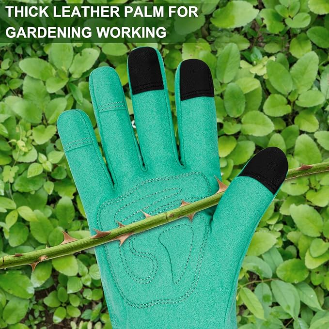 Long Gardening Gloves for Women Thorn Proof Leather Garden Gloves Breathable Working Gloves for Women Yard Outdoor