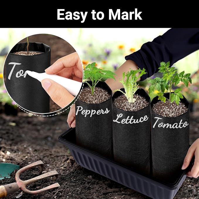 Fabric Grow Bags - 7x13.8 inches Breathable Black Seed Starter Plant Grow Bags for Planting Pots, Nursery Pots for Plants, 100pcs