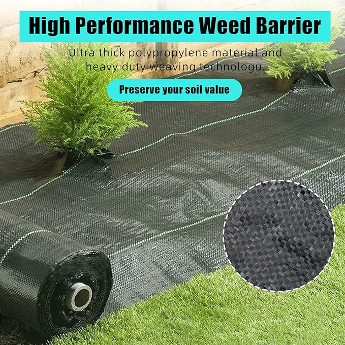 Broadfashion 6.5ft x 300ft Premium 3oz Pro Garden Weed Barrier Landscape Fabric Durable & Heavy-Duty Weed Block Gardening Mat, Easy Setup & Superior Weed Control, Eco-Friendly & Convenient Design