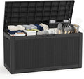EasyUp 120 Gallon Waterproof Deck Box, Lockable Resin Outdoor Storage Box, Durable Storage Bin with Reinforced Hydraulic Rod for Patio Furniture, Garden Tools, Pool Accessories, Indoor Cushion, Black
