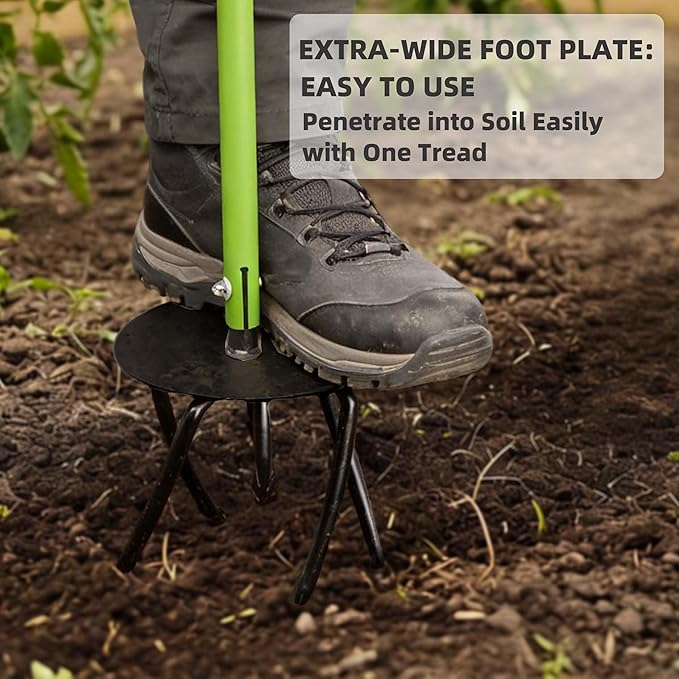 Hand Tiller Cultivator, Manual Twist Tiller with Sharp Arrow Tines, Extra-Wide Foot Plate Tills Effortlessly, Manual Tiller for Gardening, Soil Loosening, Flower Beds & Raised Beds