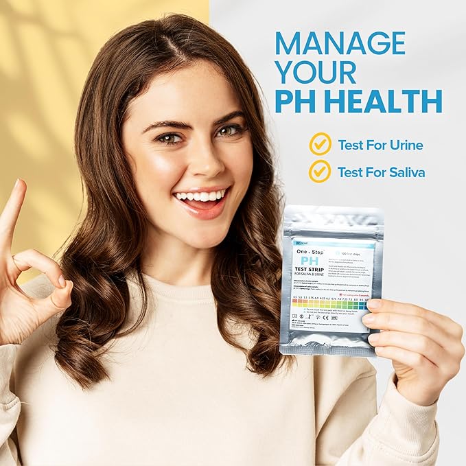 One Step pH Test Strips for Urine & Saliva Testing (4.5-9.0), 100 pH Strips, Test Alkaline & Acid Levels in The Body, Body pH Test Kit, Highly Accurate Results in Seconds, Home Health Tests