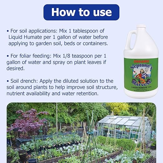 Neptune’s Harvest Liquid Humate 12% Concentrate - 1 Gallon - Organic Soil Conditioner with Humic Acid - Improves Soil Structure & Fertilizer Efficiency - Ideal for Lawns, Gardens & More