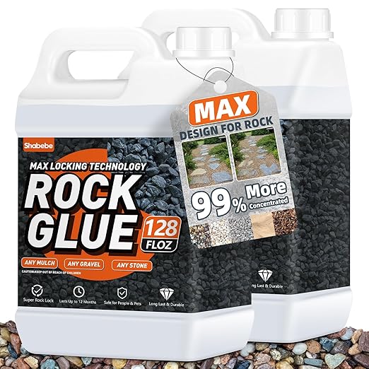 Rock Glue,2 Gallon 99% Stronger Bond Gravel Binder for Pea Gravel, Pebble&Stone-Stop Shifting, Reduce Mess, Strong Hold for Yards, Patios, Garden Walkways, Pet Safe Mulch Bond for Landscaping