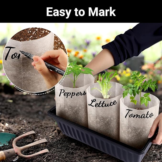 Fabric Grow Bags - 12.6x13.4 inches Breathable Seed Starter Plant Grow Bags for Seedling Pots, Nursery Pots for Plants, 50pcs