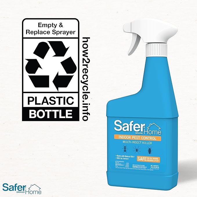 Safer Home Indoor Ready-to-Use Spray - Made with Natural Oils - 24 fl oz - SH110 - Quickly Kills Ant, Fly, Roach, Spider, Silverfish & Flea Indoors - No Harsh Chemicals