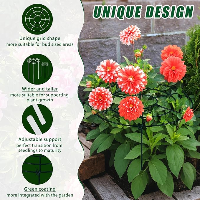 3 PCS 30"H x 13.8"D Peony Cages and Supports, Large Grow Through Plant Supports for Outdoor Plants, Heavy Duty Metal Peony Support Cage Plant Brace Flower Support Rings for Vegetables Roses Tomatoes