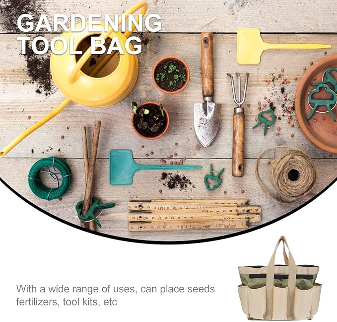 Alipis Garden Tool Container and Portable Oxford Cloth Garden Tote Bag with Multi-pocket Storage for Outdoor Gardening Tools Organizer