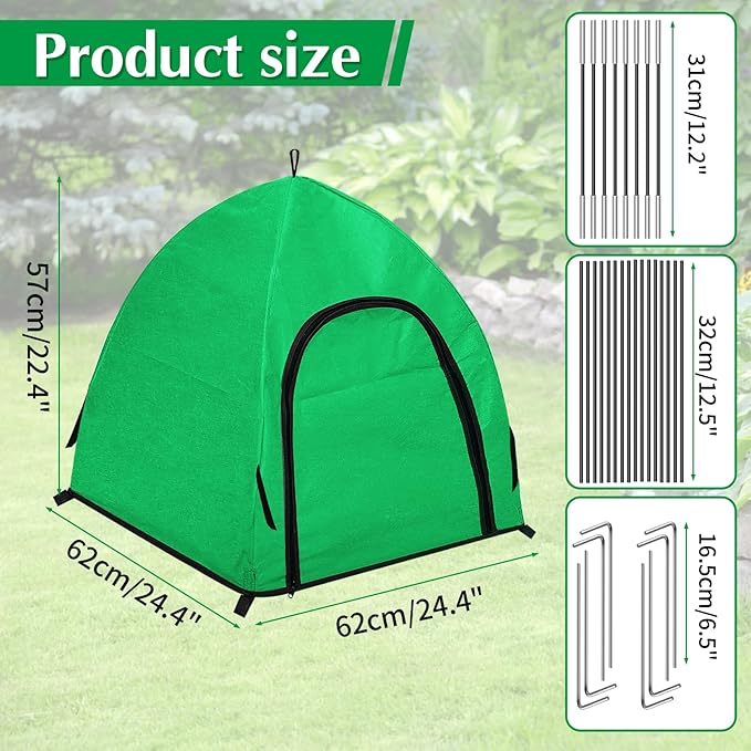 Winter Large Plant Covers Freeze Protection with Stakes, 24.4 x24.4 x22.4inch Warm Plant Protection Tent Foldable with Zipper Door, Plant Snow Ice Covers Protecting Fruit Tree (2Pack)