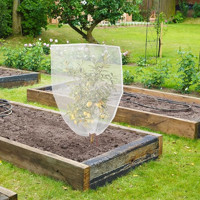 20PCS Tomato Plant Netting Mesh, 3 Ft x 2 Ft Fruit Protection Bags with Drawstring, Garden Reusable Mesh Insect Netting Bags Plant Protective Cover for Vegetables Fruit Trees Melon Bananas