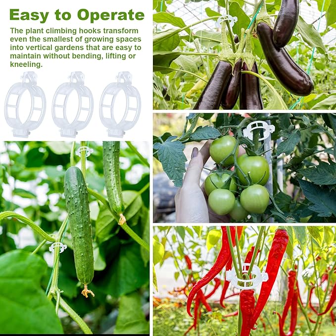 30Pcs Tomato Hooks with String, Tomato Support Hooks, Tomato Holder Hooks & Plant Support Clips with 33.3ft Twine to Prevent Tomatoes from Pinching or Falling Off